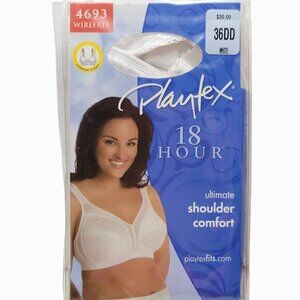 Playtex 18 Hour Ultimate Shoulder Comfort Bra 36DD White 4693